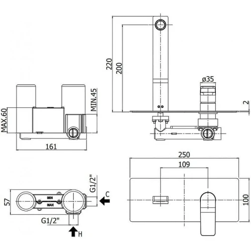Смеситель для раковины Paffoni Tilt TI105NO цвет Черный матовый