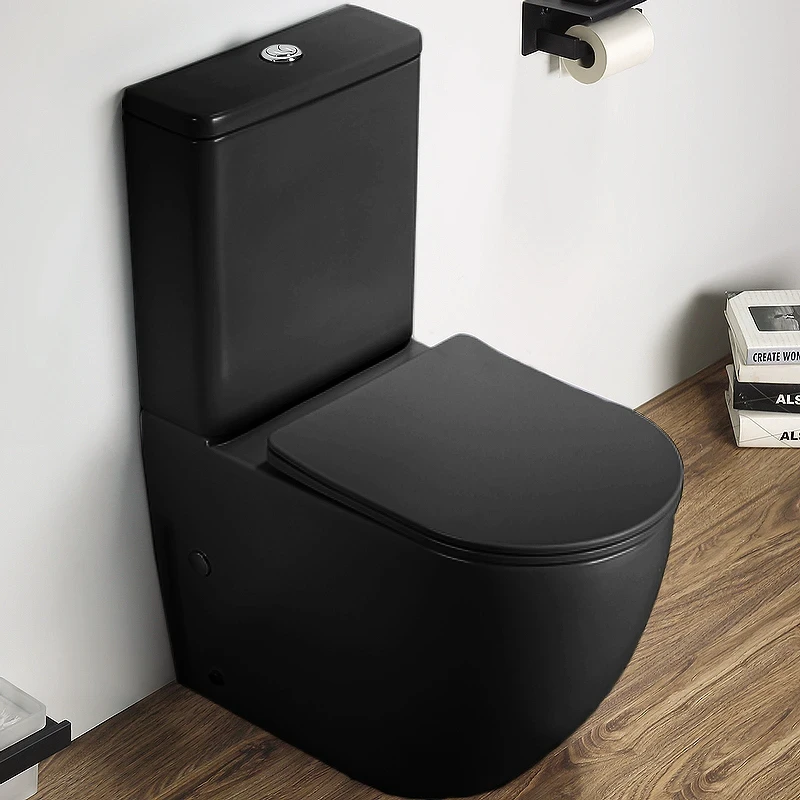Унитаз компакт CeramaLux 2166XMB Черный матовый с бачком и сиденьем Микролифт фаянс напольный