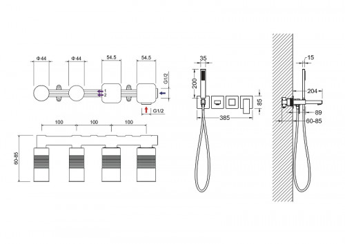 Смеситель для ванны Aquatek Либра AQ1644MB цвет Черный матовый