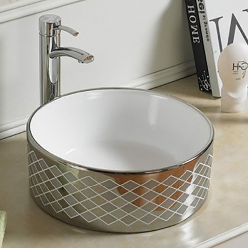 Раковина-чаша CeramaLux 41 7078ASP Серебро фаянс накладная