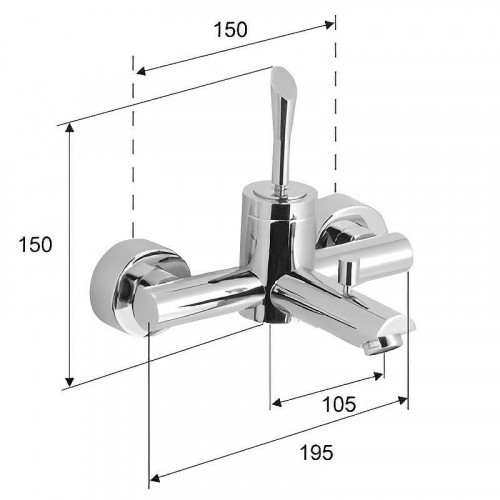 Смеситель для ванны Remer Jazz J05 Хром латунь на стену