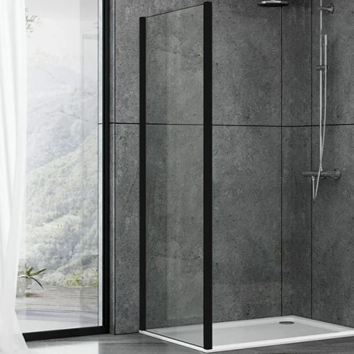 Душевая стенка Abber Schwarzer Diamant 70x195 S70B профиль Черный стекло прозрачное