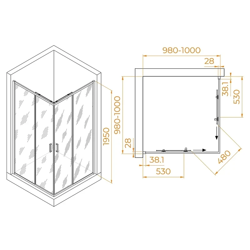Душевой уголок RGW Passage PA-39B 100x100 03083900-14 профиль Черный стекло прозрачное