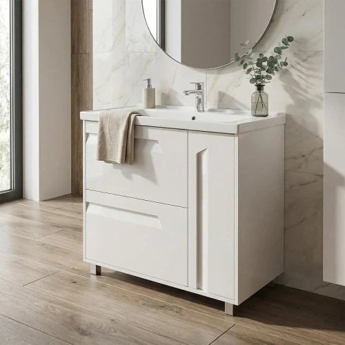 Тумба с раковиной Azario Элегия 90/2 CS00106447 цвет Белый матовый