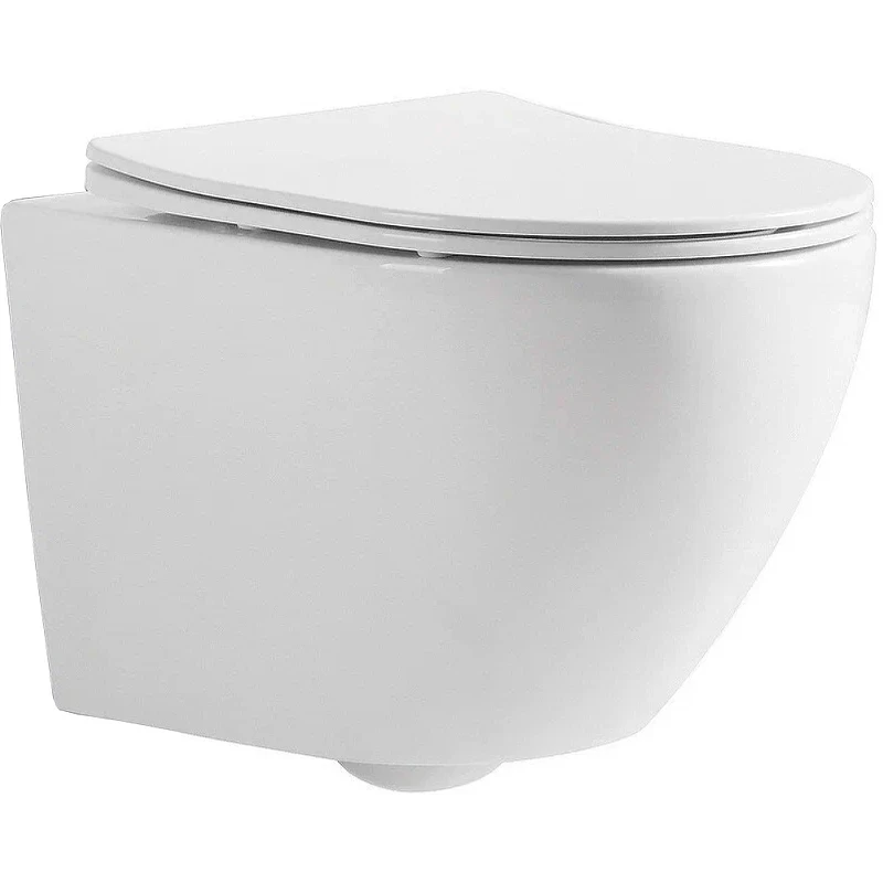 Комплект унитаза CeramaLux 2197 с инсталляцией Tece Base 9400413 с сиденьем Микролифт и Белой клавишей смыва фаянс подвесной