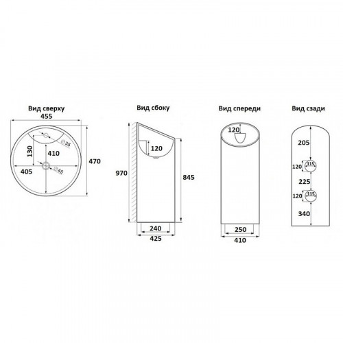 Раковина CeramaLux 46 P7030L Белая фаянс напольный