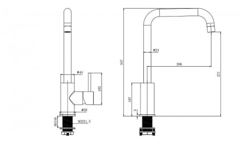Смеситель для кухни Aquatek Вега AQ1080BGM цвет Оружейная сталь