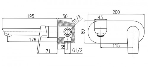 Смеситель для раковины Rav Slezak Colorado CO135CMATC Черный матовый латунь встраиваемый