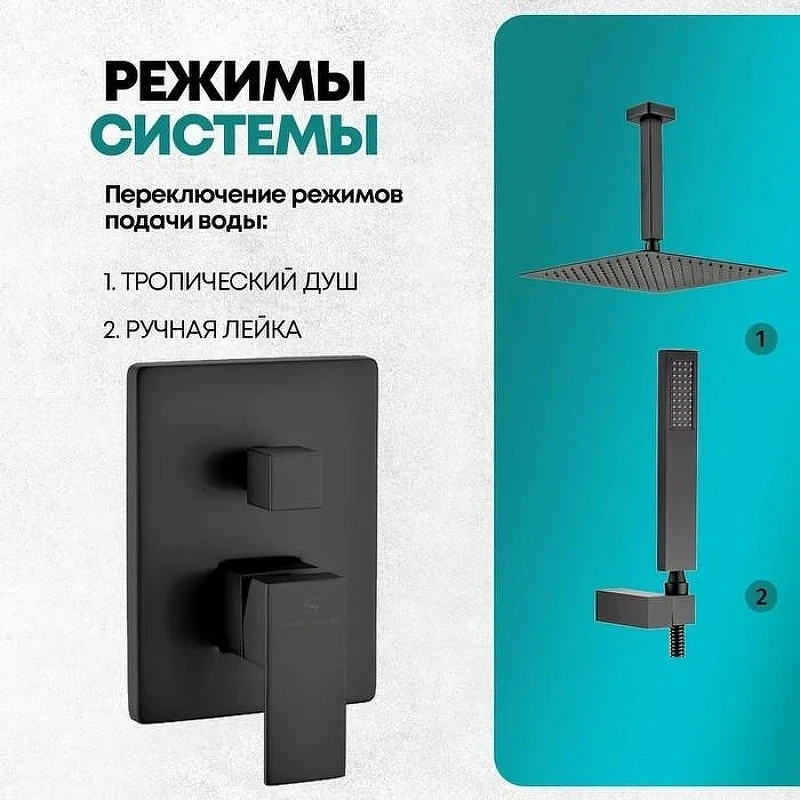 Душевая система Grocenberg GB5089BL-4 Черная матовая