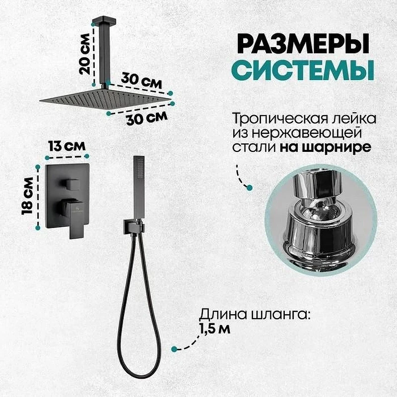 Душевая система Grocenberg GB5089BL-4 Черная матовая