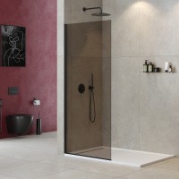 Душевая перегородка Cezares Liberta 100 LIBERTA-L-1-TB-100-BR-NERO профиль Черный матовый стекло бронзовое