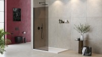 Душевая перегородка Cezares Liberta 100 LIBERTA-L-1-TB-100-BR-NERO профиль Черный матовый стекло бронзовое