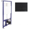 Унитаз с инсталляцией Ceramicanova Vogue CN4008T + Berges Novum L5 040215 с сиденьем Микролифт и Черной матовой клавишей смыва