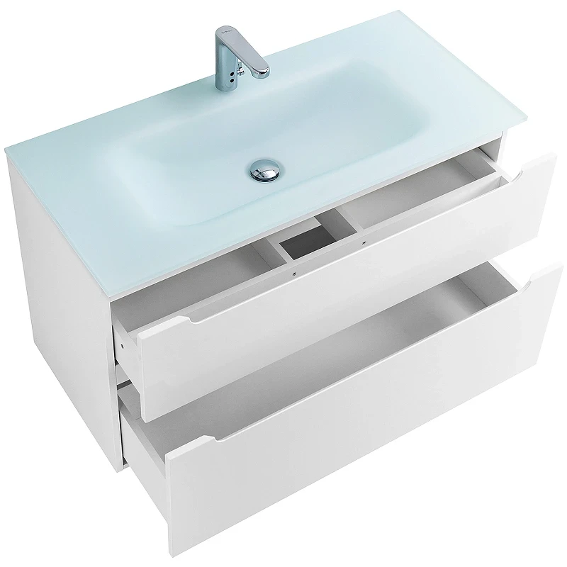 Тумба под раковину BelBagno Etna-H60 80 ETNA-H60-800-2C-SO-BL-P подвесная Bianco Lucido МДФ / ЛДСП