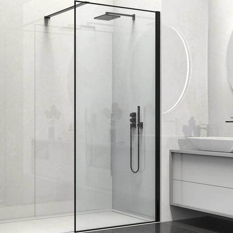 Душевая перегородка Vincea Walk-In 80 VSW-1HS800CLB профиль Черный матовый стекло прозрачное