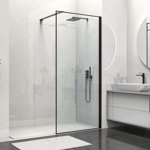 Душевая перегородка Vincea Walk-In 80 VSW-1HS800CLB профиль Черный матовый стекло прозрачное