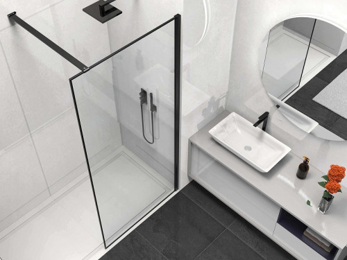 Душевая перегородка Vincea Walk-In 80 VSW-1HS800CLB профиль Черный матовый стекло прозрачное