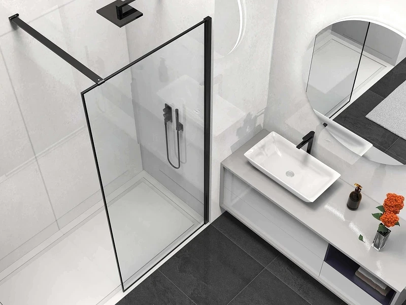 Душевая перегородка Vincea Walk-In 80 VSW-1HS800CLB профиль Черный матовый стекло прозрачное