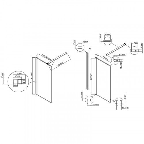Душевая перегородка Vincea Walk-In 80 VSW-1HS800CLB профиль Черный матовый стекло прозрачное