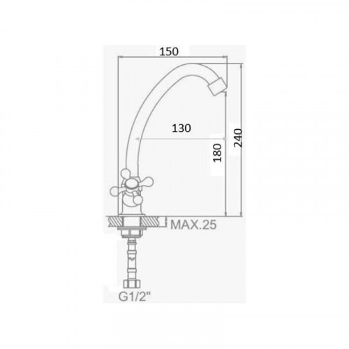 Смеситель для кухни D-Lin D153810-G цвет Хром