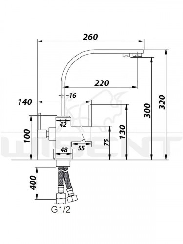 Смеситель для кухни Wisent W4333-3-18 цвет Белый