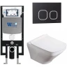 Комплект унитаза с инсталляцией WeltWasser AMBERG 497 + HOFBACH 041 GL-WT + AMBERG RD-BL 10000011647 цвет Белый глянцевый с сиденьем Микролифт и клавишей смыва цвет Черный
