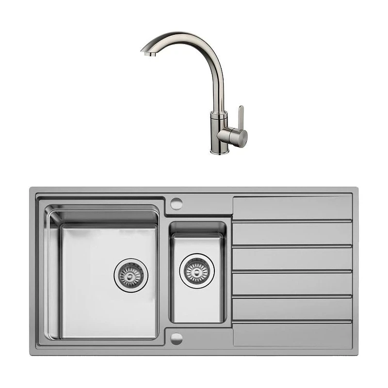 Кухонная мойка Seaman Eco Roma SMR-9750B.B Нержавеющая сталь со смесителем Gappo G4099 Нержавеющая сталь