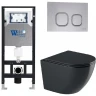 Комплект унитаза с инсталляцией WeltWasser AMBERG 506 + MERZBACH 043 GL-BL + AMBERG RD-CR 10000012187 цвет Черный глянцевый с сиденьем Микролифт и клавишей смыва цвет Хром
