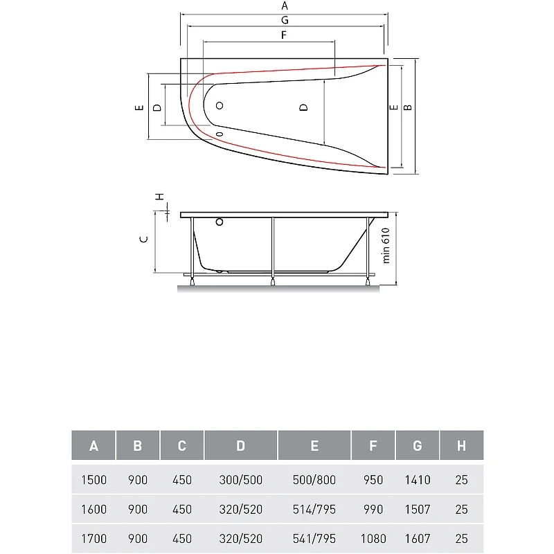 Акриловая ванна Vayer Boomerang 170x90 R Гл000009591 без гидромассажа
