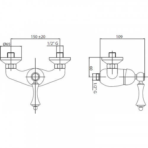 Смеситель для душа Cezares Margot MARGOT-DM-03/24-Bi Золото 24 карат латунь на стену