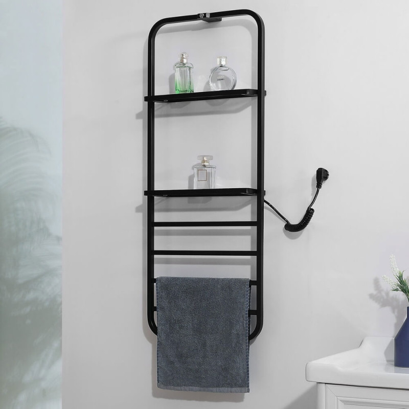 Электрический полотенцесушитель Black&White Universe N-337В 40х101 337BN с полкой Черный матовый нержавеющая сталь