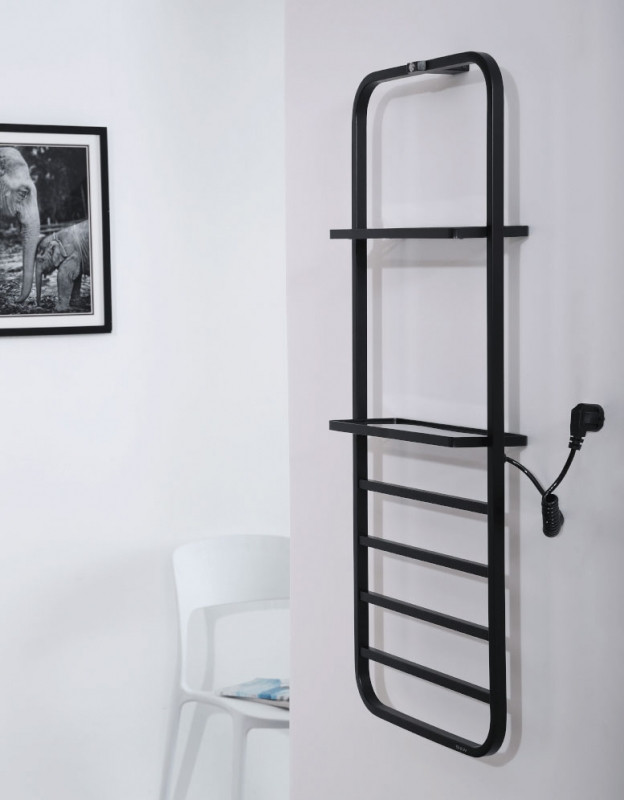 Электрический полотенцесушитель Black&White Universe N-337В 40х101 337BN с полкой Черный матовый нержавеющая сталь