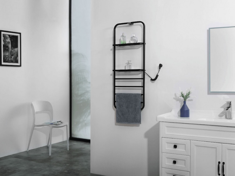 Электрический полотенцесушитель Black&White Universe N-337В 40х101 337BN с полкой Черный матовый нержавеющая сталь