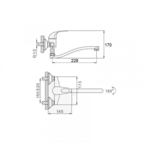 Смеситель для ванны D-Lin D140430 универсальный цвет  Хром