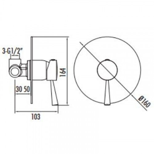 Смеситель для душа Creavit DFC2098 Хром латунь встраиваемый