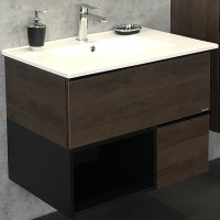 Тумба с раковиной Comforty Франкфурт 75 00004150531 подвесная Дуб шоколадно-коричневый МДФ / ЛДСП