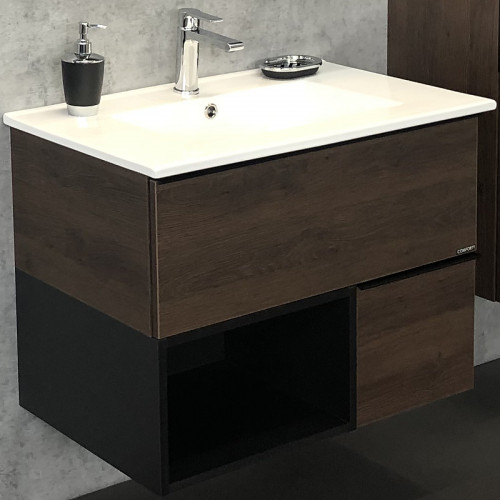 Тумба с раковиной Comforty Франкфурт 75 00004150531 подвесная Дуб шоколадно-коричневый МДФ / ЛДСП