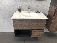 Тумба с раковиной Comforty Франкфурт 75 00004150531 подвесная Дуб шоколадно-коричневый МДФ / ЛДСП