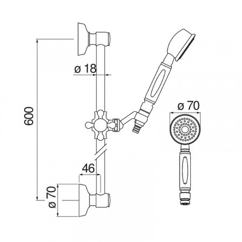 Душевой гарнитур Nobili AD140/48GDP Золото латунь на стену