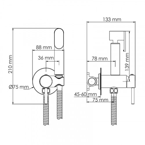 Гигиенический душ со смесителем WasserKRAFT A70838 Золото матовое латунь встраиваемый