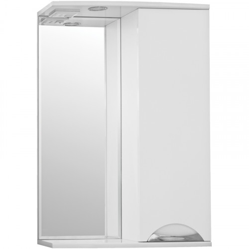 Зеркало со шкафом Style Line Жасмин 55 С с подсветкой Белый глянец МДФ / ЛДСП, стекло