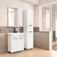 Зеркало со шкафом Style Line Жасмин 55 С с подсветкой Белый глянец МДФ / ЛДСП, стекло
