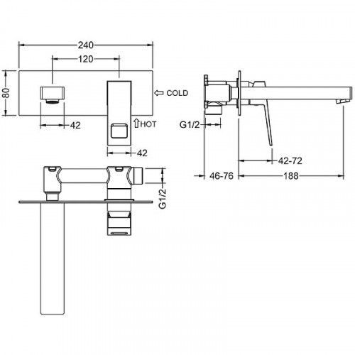 Смеситель для раковины Timo Briana 7171/17SM Золото матовое встраиваемый