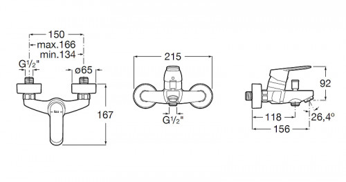 Смеситель для ванны Roca Alfa 5A0D25C0M Хром латунь на стену