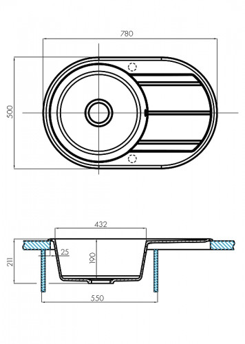 Кухонная мойка Aquaton Амира 78 1A712932AI210 Графит искусственный камень (литьевой мрамор) встраиваемый