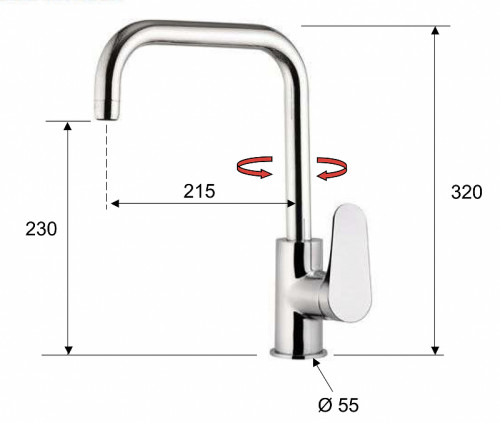 Смеситель для кухни Remer Class Line L72U цвет Хром