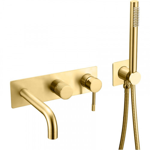 Смеситель для ванны Boheme Uno 464-3-G Золото латунь встраиваемый