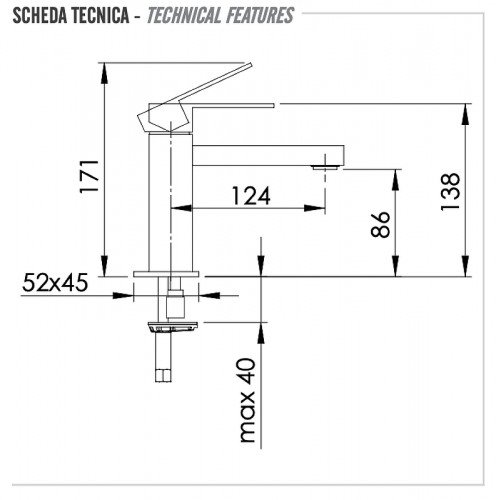 Смеситель для раковины Remer Q-Design QD11 цвет Хром