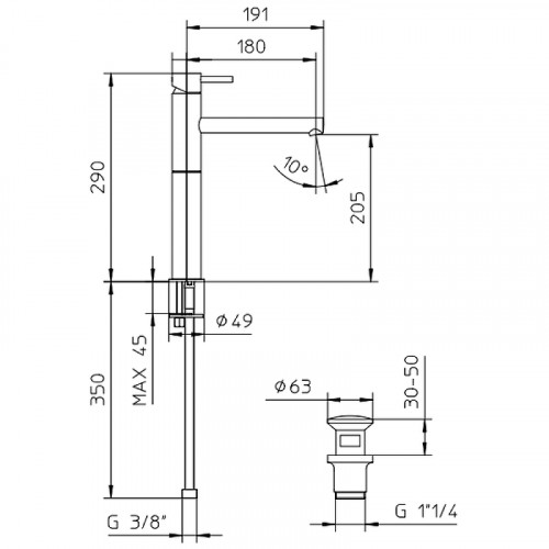 Смеситель для раковины Bossini Oki Z005303.030 Хром латунь