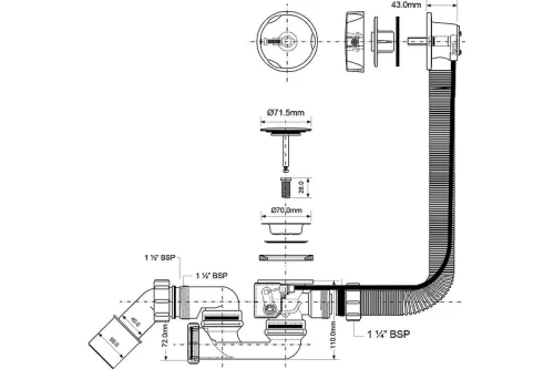 Слив-перелив McAlpine MRB2CBN-PB цвет Белый
